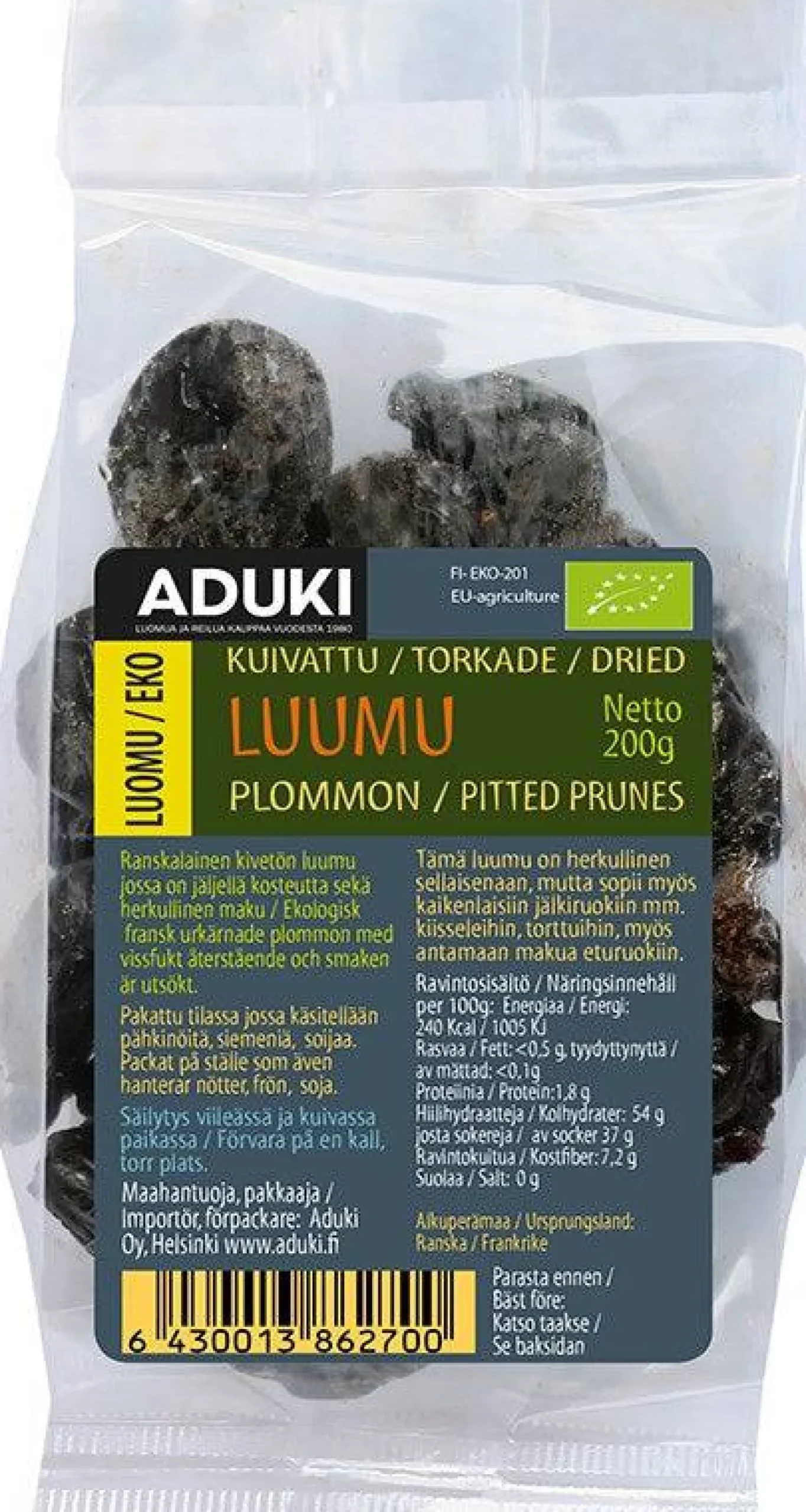 Aduki kuivattu kivetön luumu 200 g
