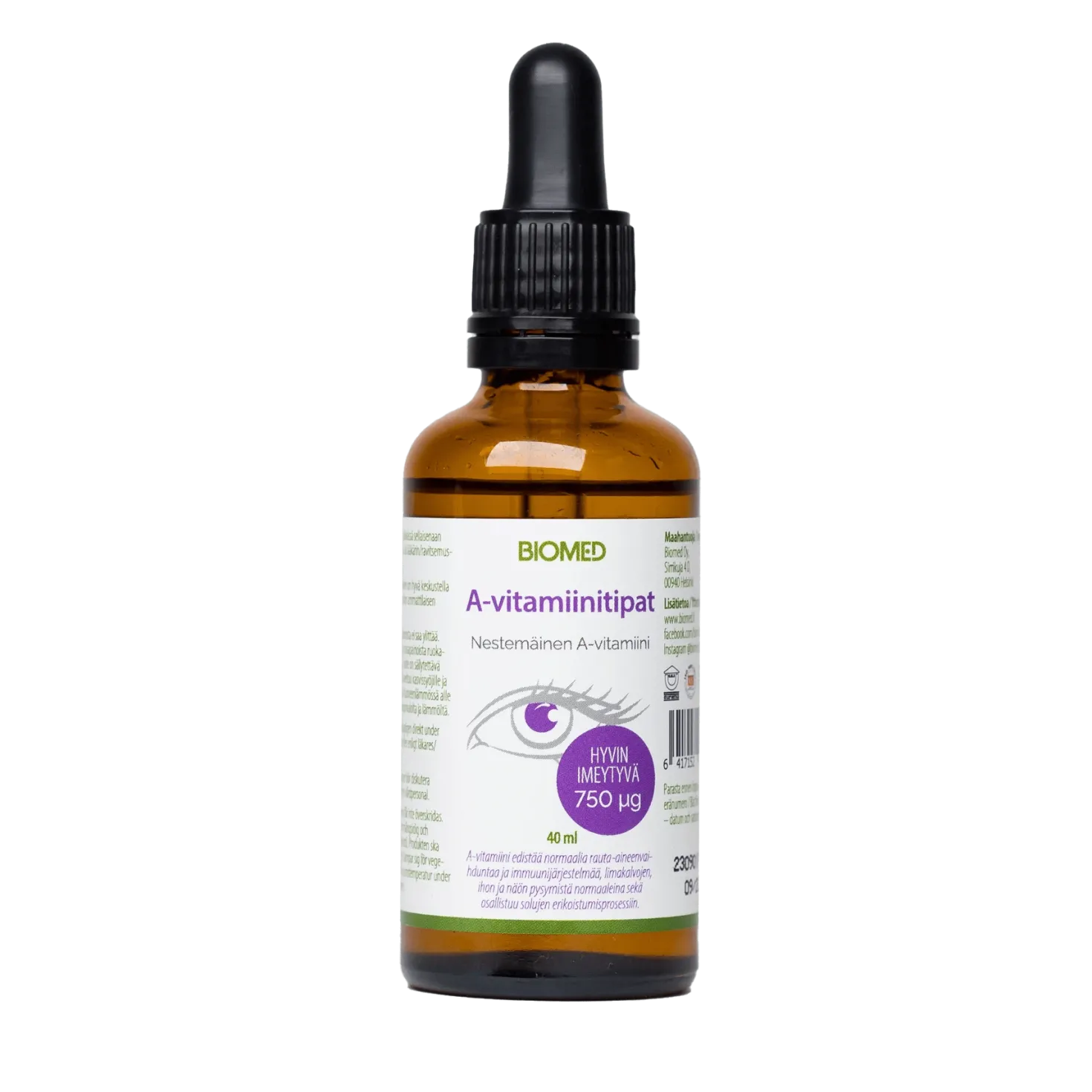 Biomed A-vitamiinitipat - Nestemäinen A-vitamiini 40 ml
