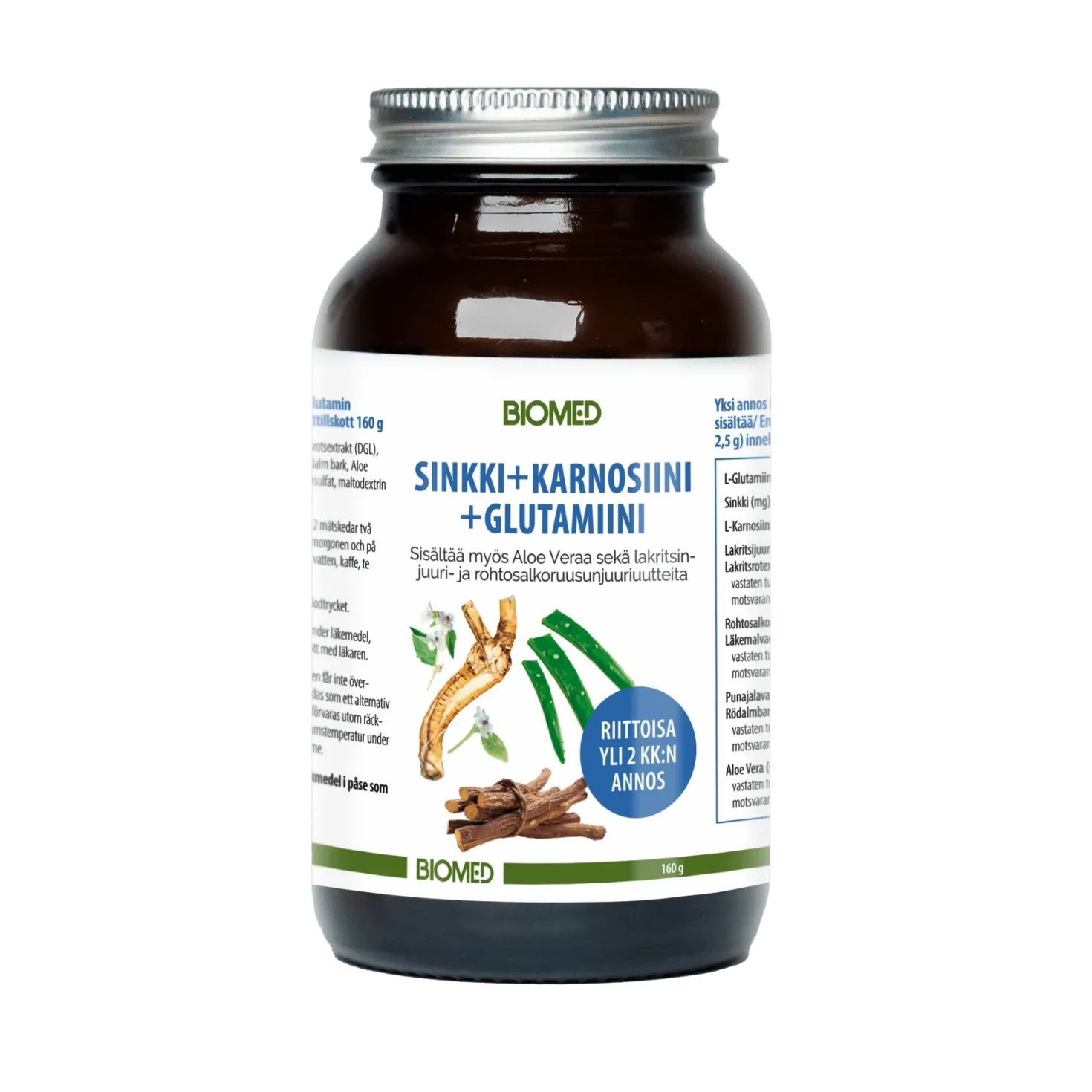 Biomed Sinkki + Karnosiini + Glutamiini - Juomajauhe 120 g