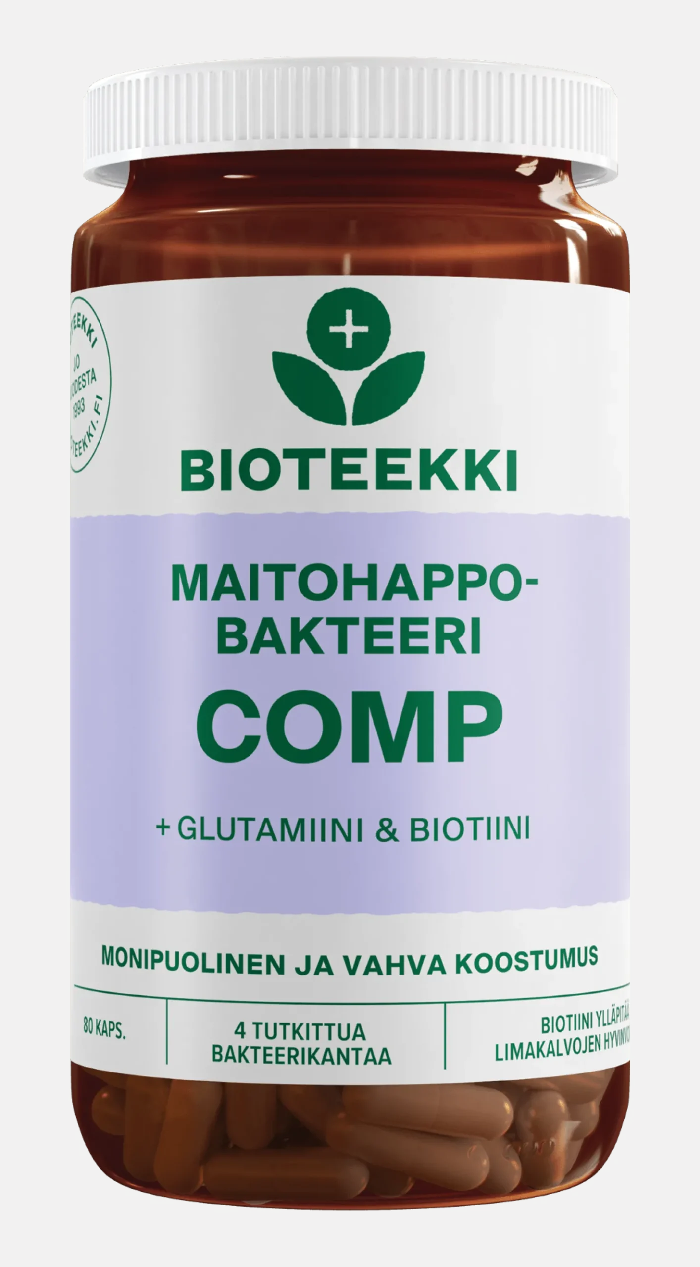 Bioteekki Maitohappobakteeri COMP + Glutamiini & Biotiini 80 kaps.