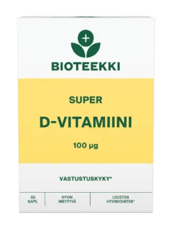 Bioteekki Super D-vitamiini 100 µg 60 kaps. - HUOM! Päiväys 12/2026