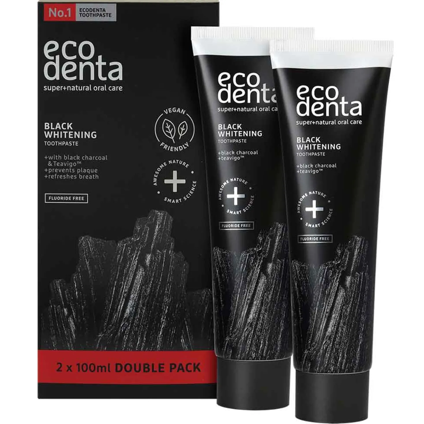 Ecodenta Hiilihammastahna - Tuplapakkaus 2 x 100 ml