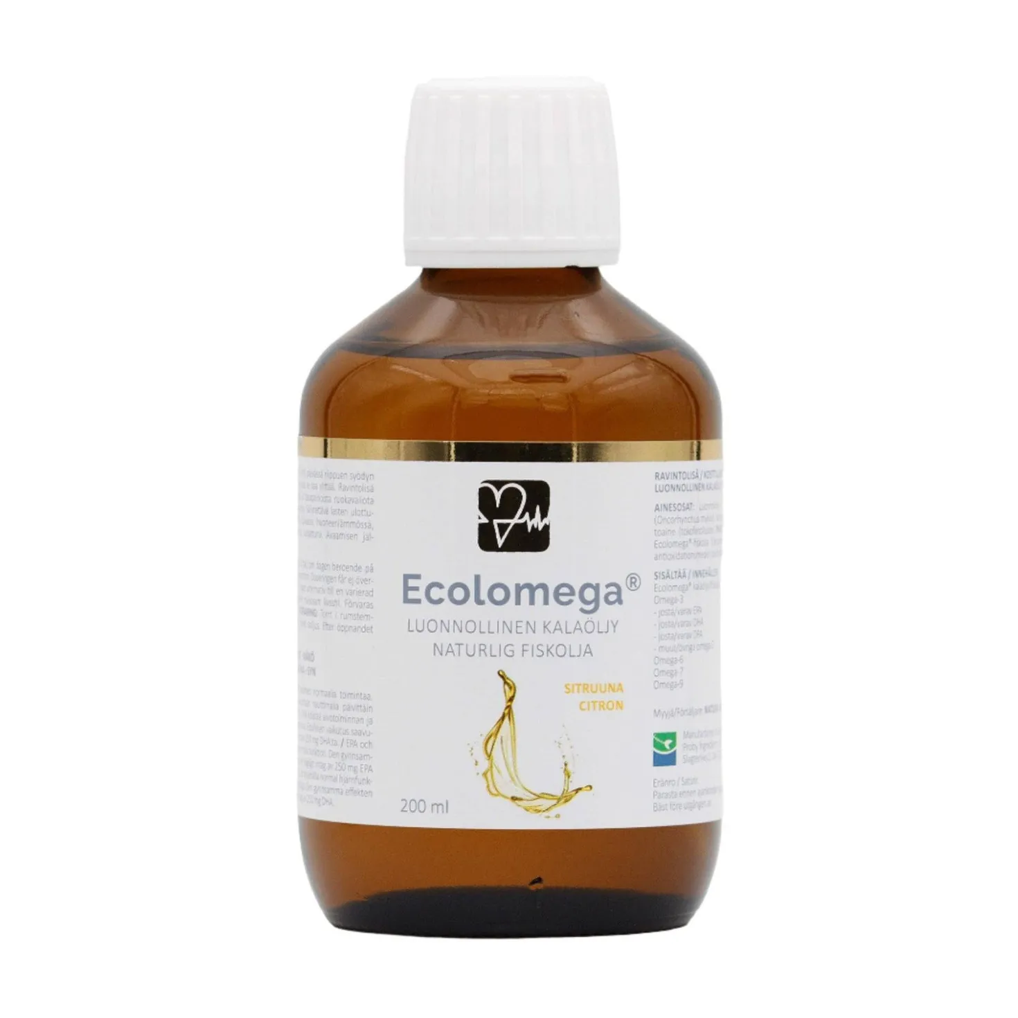Ecolomega Sitruunanmakuinen kalaöljy 200 ml