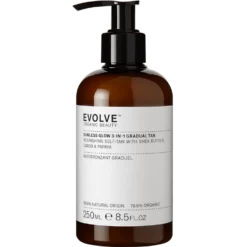 Evolve Organic Beauty Sunless Glow 3-In-1 Gradual Tan - Itseruskettava vartalovoide 250 ml
