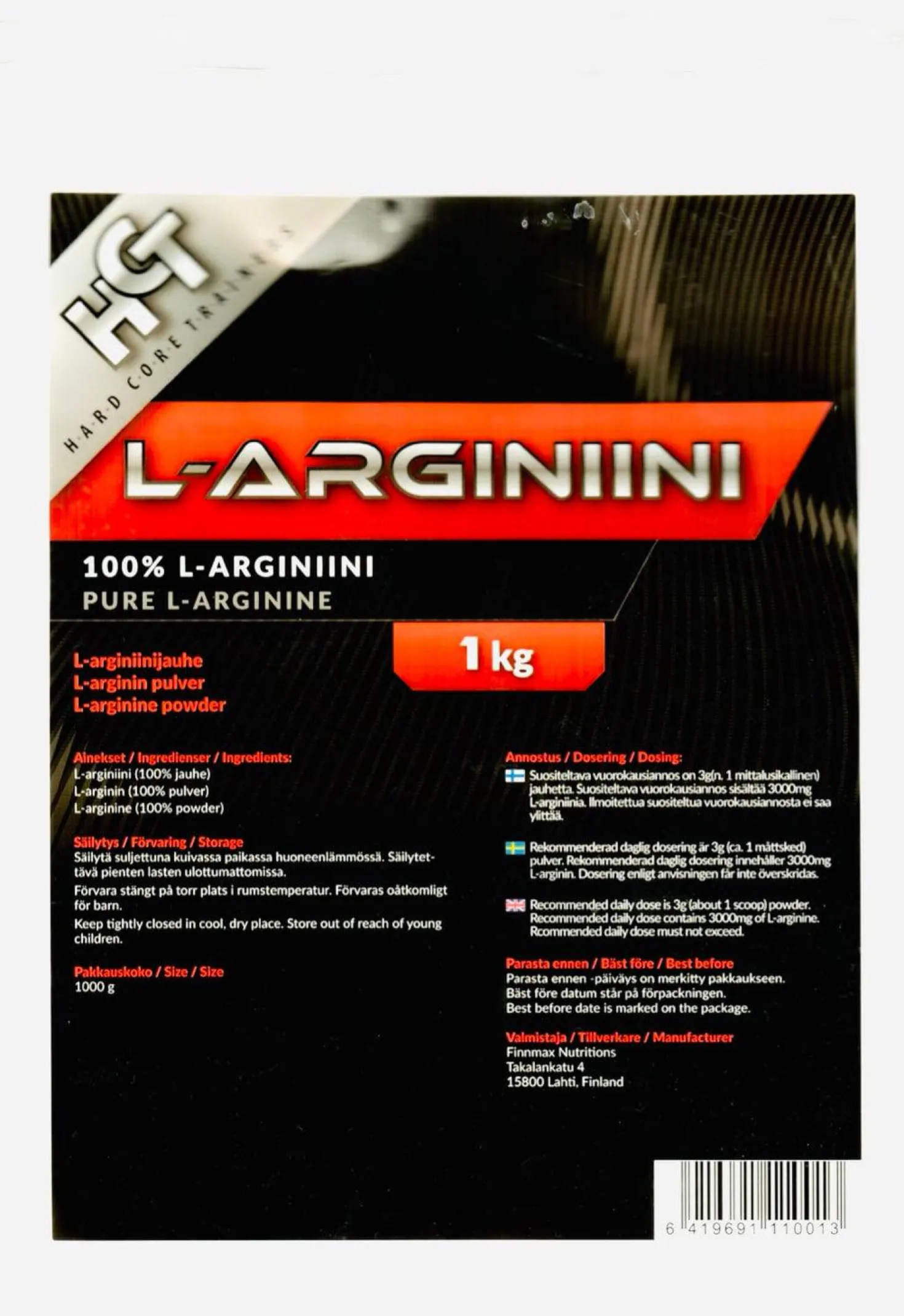Finnmax HCT 100% L-Arginiini 1 kg