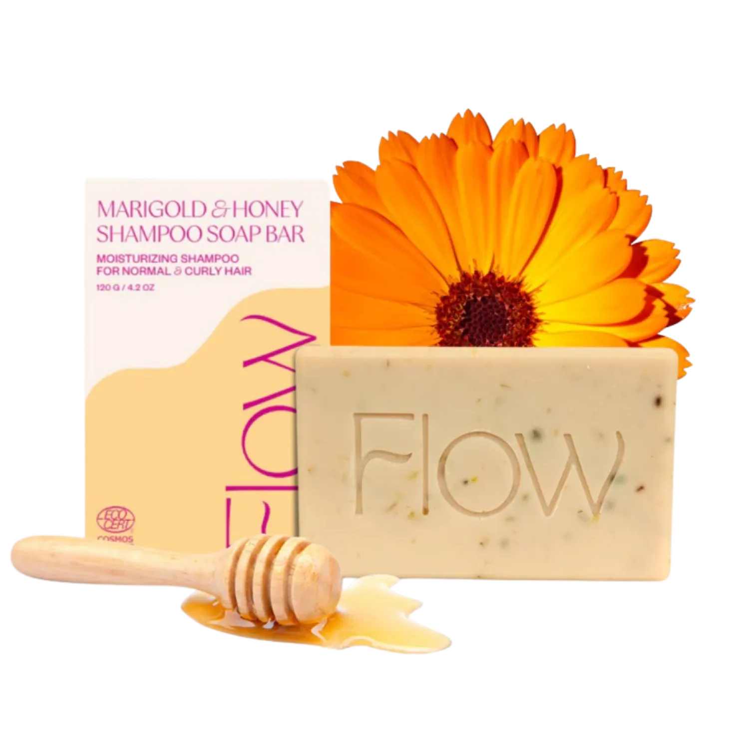 Flow Marigold & Honey Shampoo Soap Bar - Kehäkukka shampoo 120 g - erä