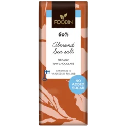 Foodin Almond Sea Salt - Sokeroimaton Raakasuklaa Manteli-Merisuola 60%