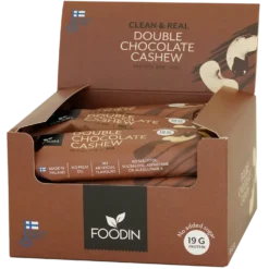 Foodin Clean & Real Double Chocolate Cashew - Proteiinipatukka TUKKUPAKKAUS 12 x 55 g - Päiväys 03/2027