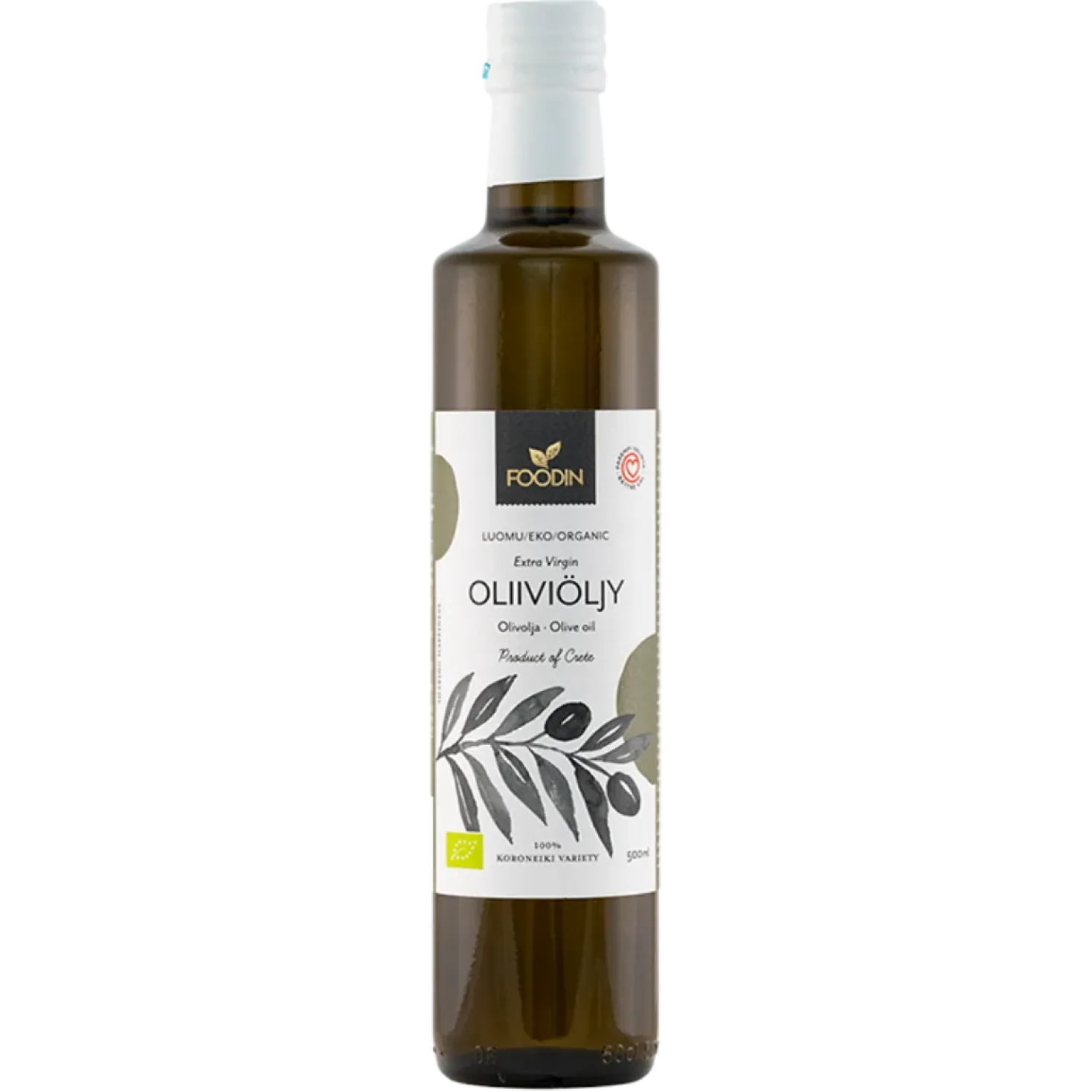 Foodin Extra Virgin Oliiviöljy, luomu 500 ml