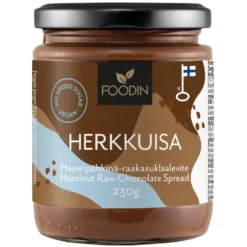 Foodin Herkkuisa Sokeroimaton - Hasselpähkinä-raakasuklaalevite 230 g