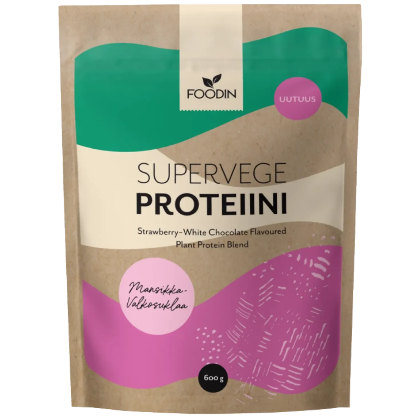 Foodin Supervege Proteiini Mansikka-Valkosuklaa 600 g