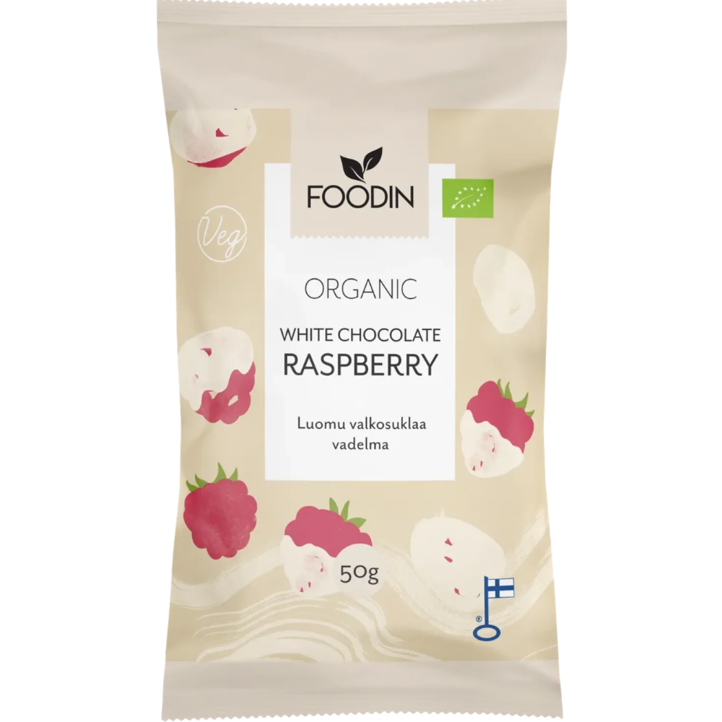 Foodin Valkosuklaa Vadelma Luomu 50 g