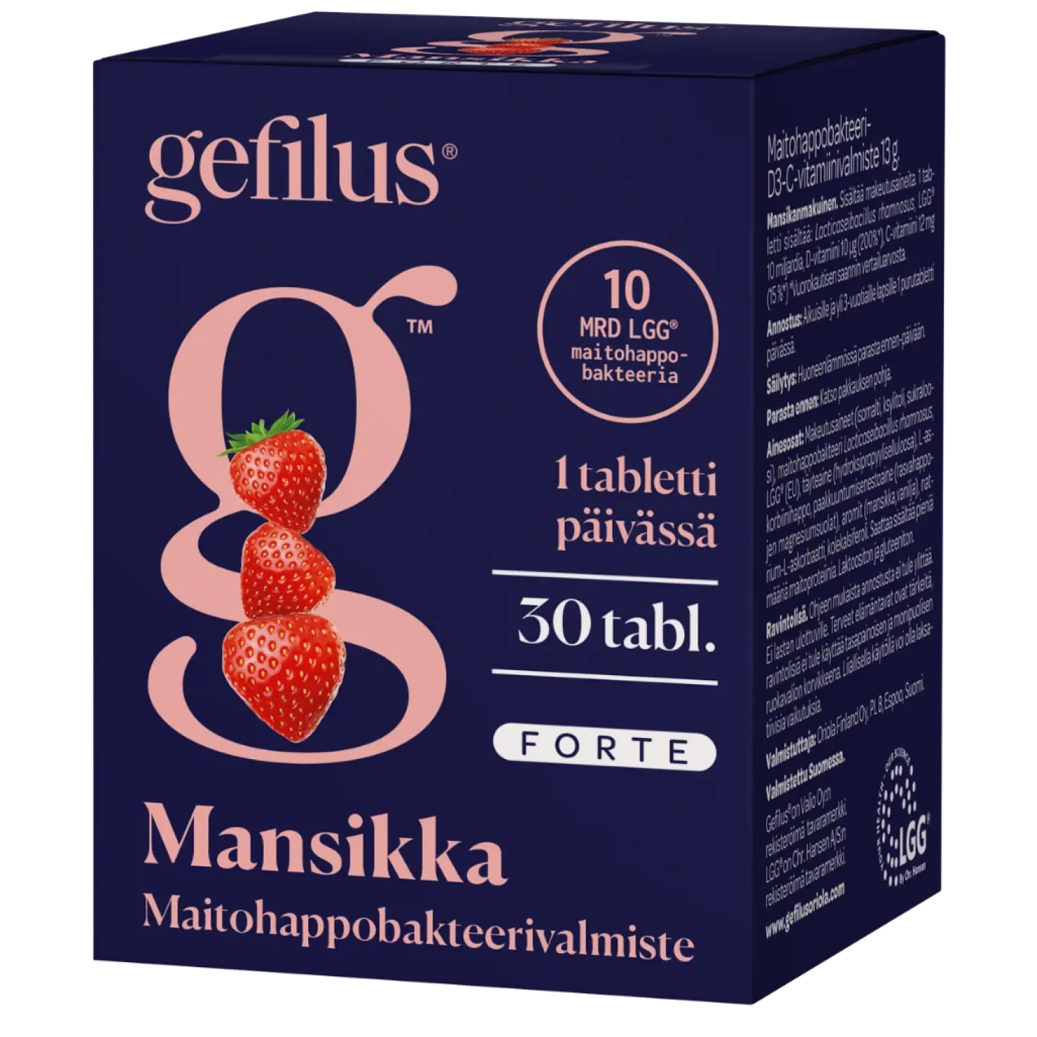 Gefilus Forte Maitohappobakteeri Mansikka 30 tabl.