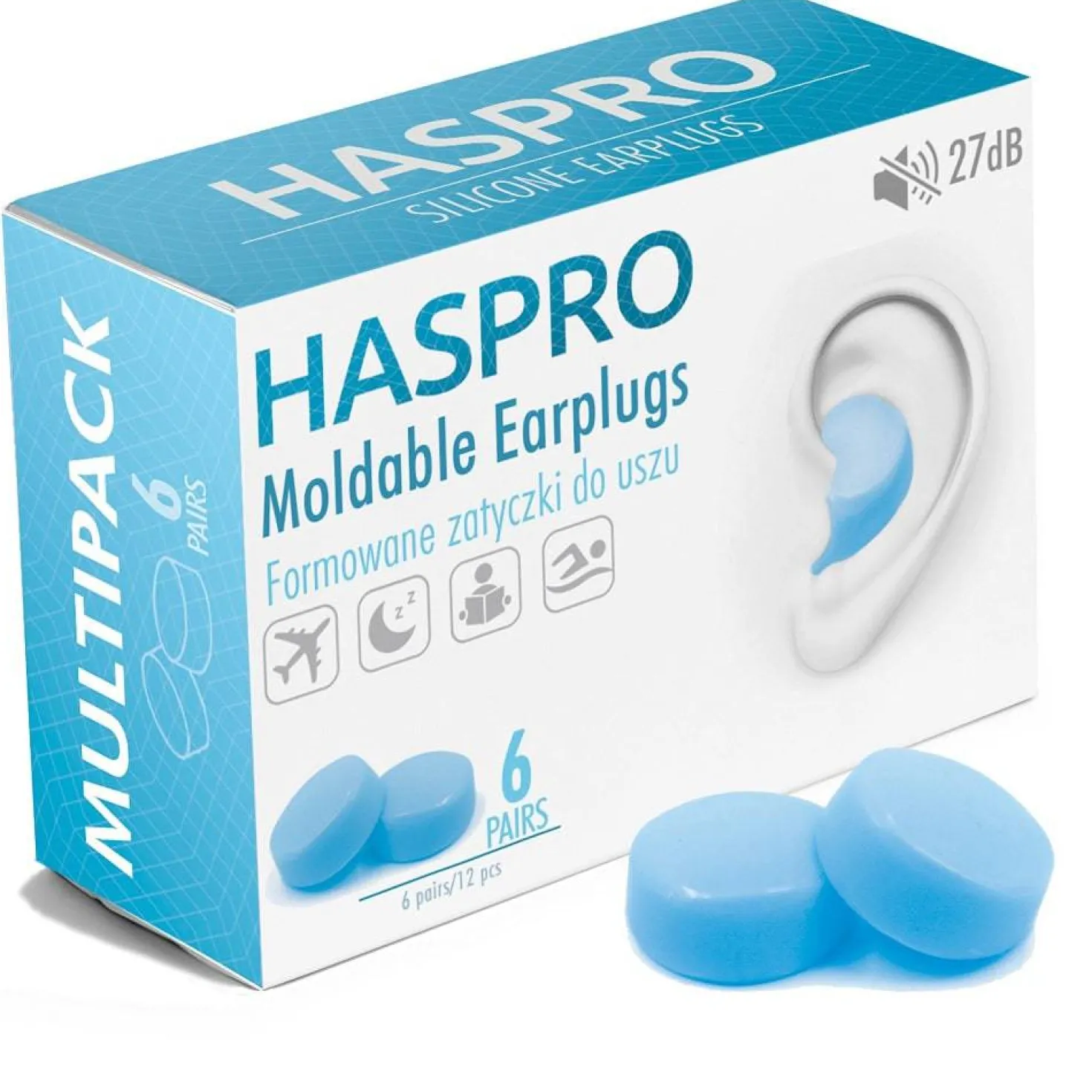 Haspro Moldable Earplugs - Silikonikorvatulpat 6 paria