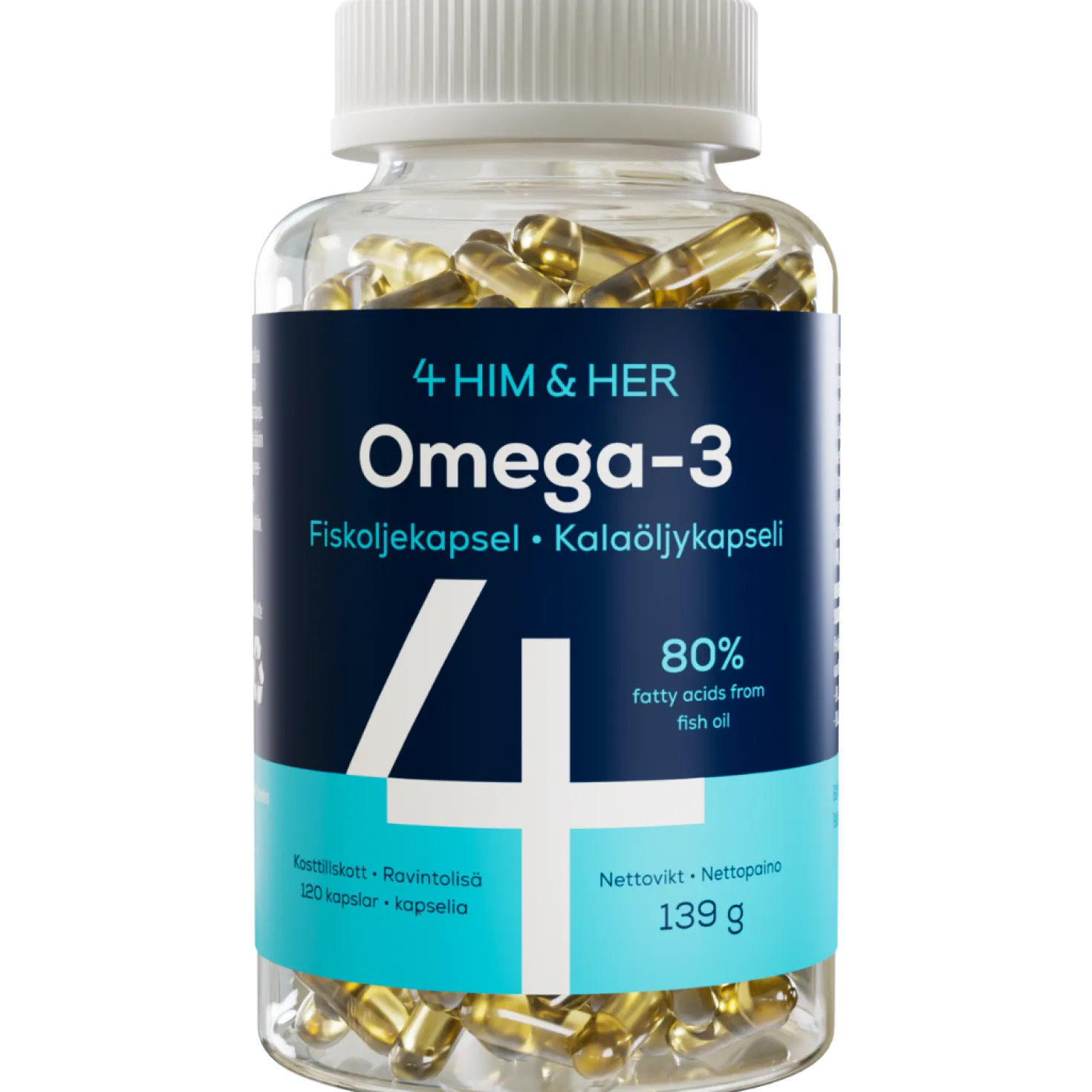 4HIM & 4HER Omega-3 Premium Fish Oil - Kalaöljykapseli 120 kaps.