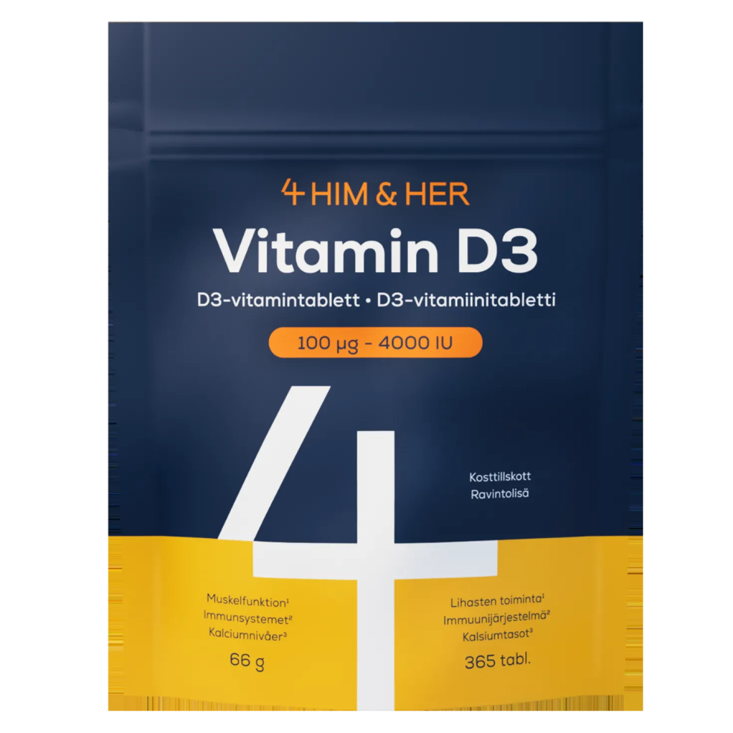 4HIM & 4HER Vitamin D3 100 µg 4000 IU - D3-vitamiinitabletti 365 tabl.