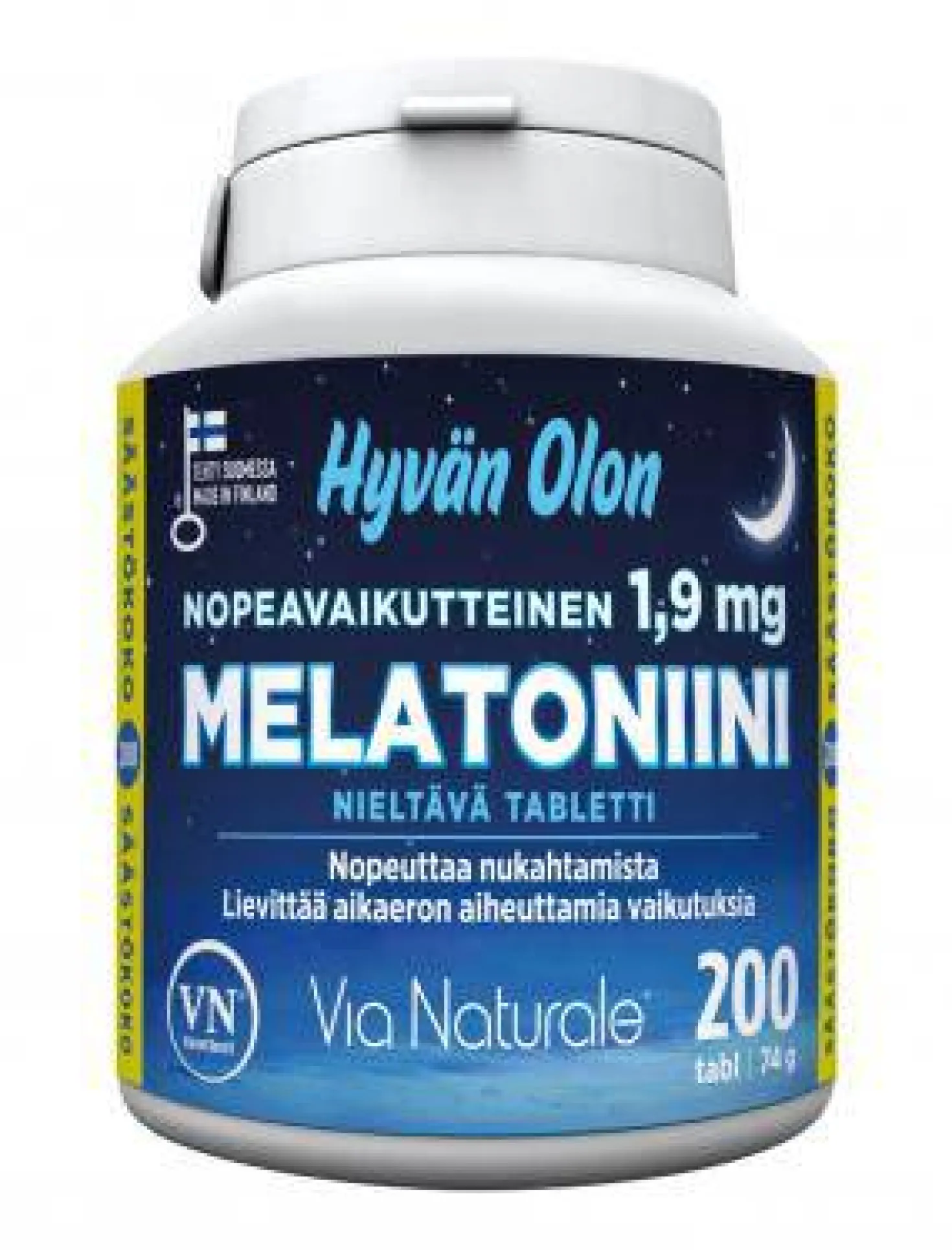 Hyvän Olon Nopeavaikutteinen Melatoniini 1,9 mg 200 tabl.