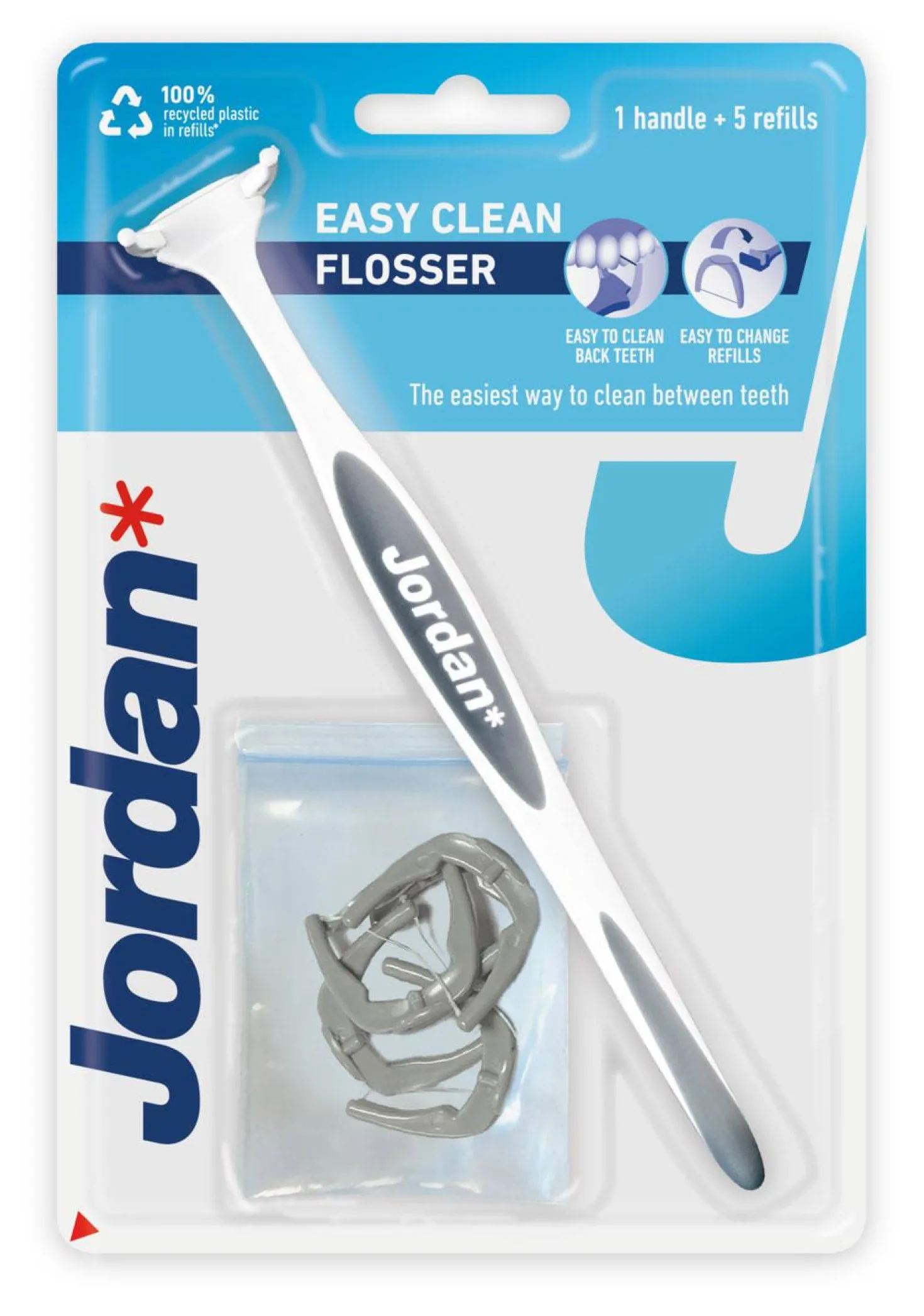 Jordan Easy Clean Flosser - Hammaslankain - lankain + 5 vaihtopäätä