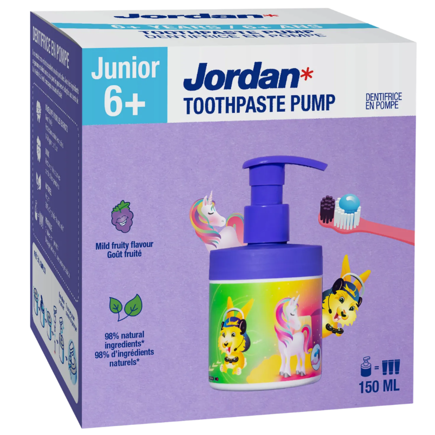 Jordan Junior 6-12-v - Lasten hammastahna pumppupullo 150 ml