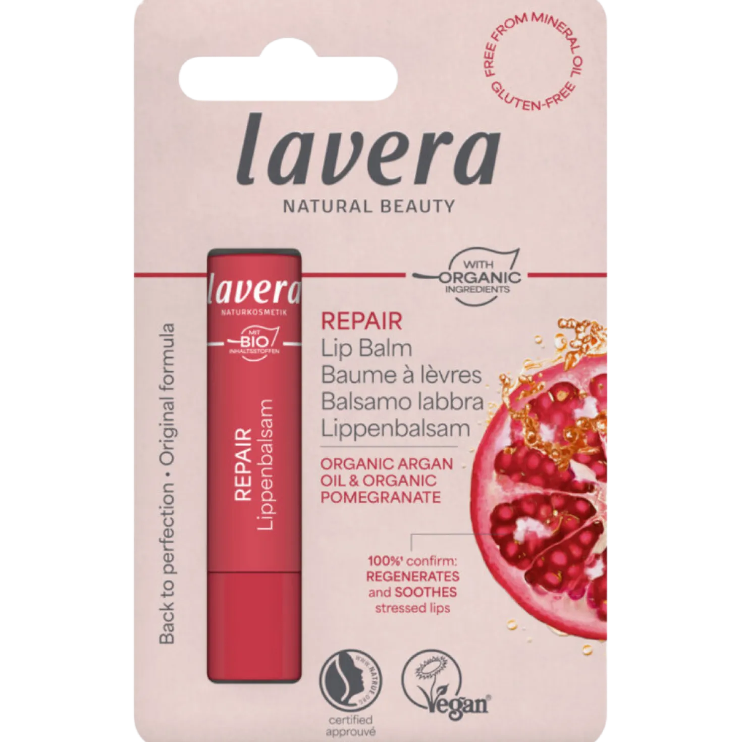 Lavera Repair Lip Balm - Huulivoide Granaattiomena 4,5 g