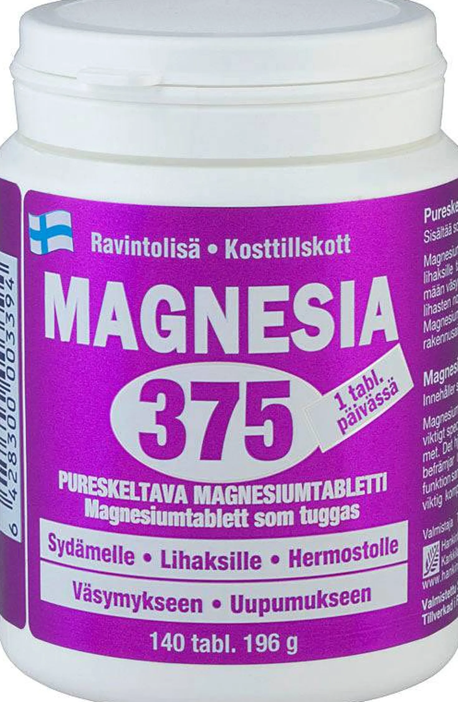Magnesia 375 mg - Pureskeltavat magnesiumtabletti 140 tabl.