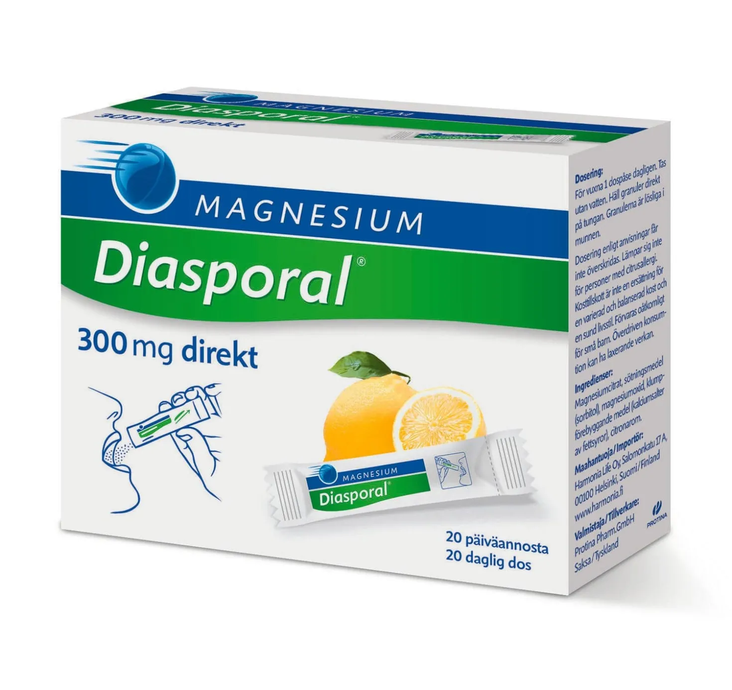 Magnesium Diasporal 300 mg direkt - Sitruunan makuinen magnesiumrae