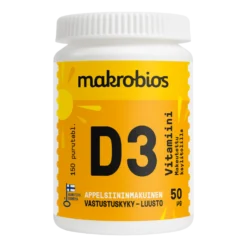 Makrobios D3-vitamiini 50 µg + ksylitolia 150 purutablettia