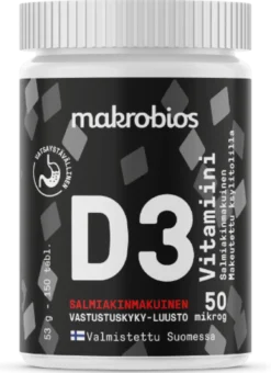 Makrobios D3 Vitamiini Salmiakki 50 μg - pureskeltava 150 tabl.