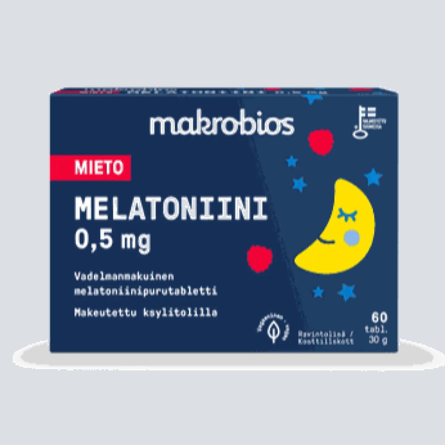 Makrobios Mieto Melatoniini 0,5 mg - Vadelmanmakuinen purutabletti 60 tabl.
