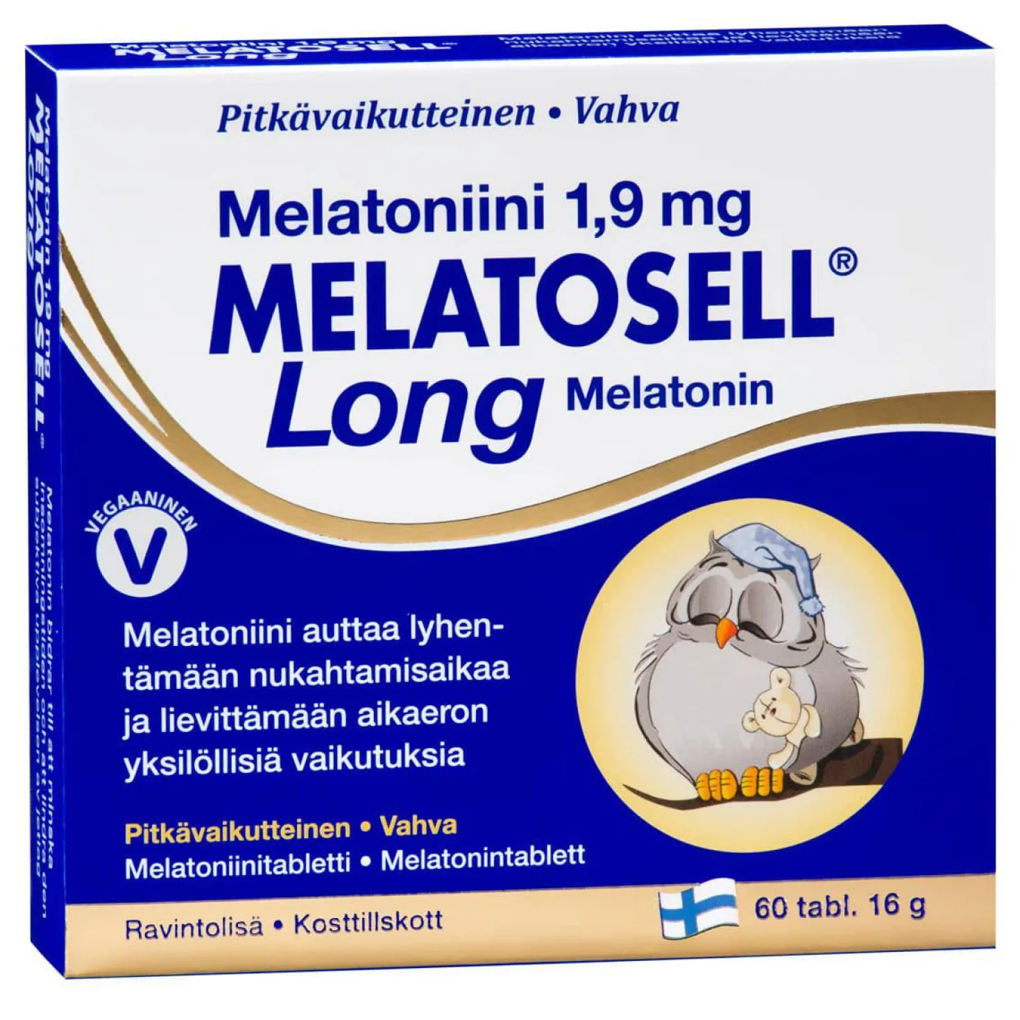 Melatosell Long 1,9 mg - melatoniini 60 tabl.