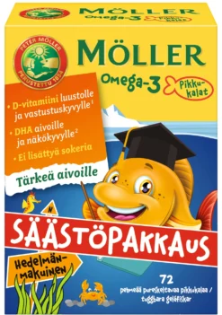 Möller Omega-3 Pikkukalat SÄÄSTÖPAKKAUS - Hedelmänmakuinen 72 kpl.
