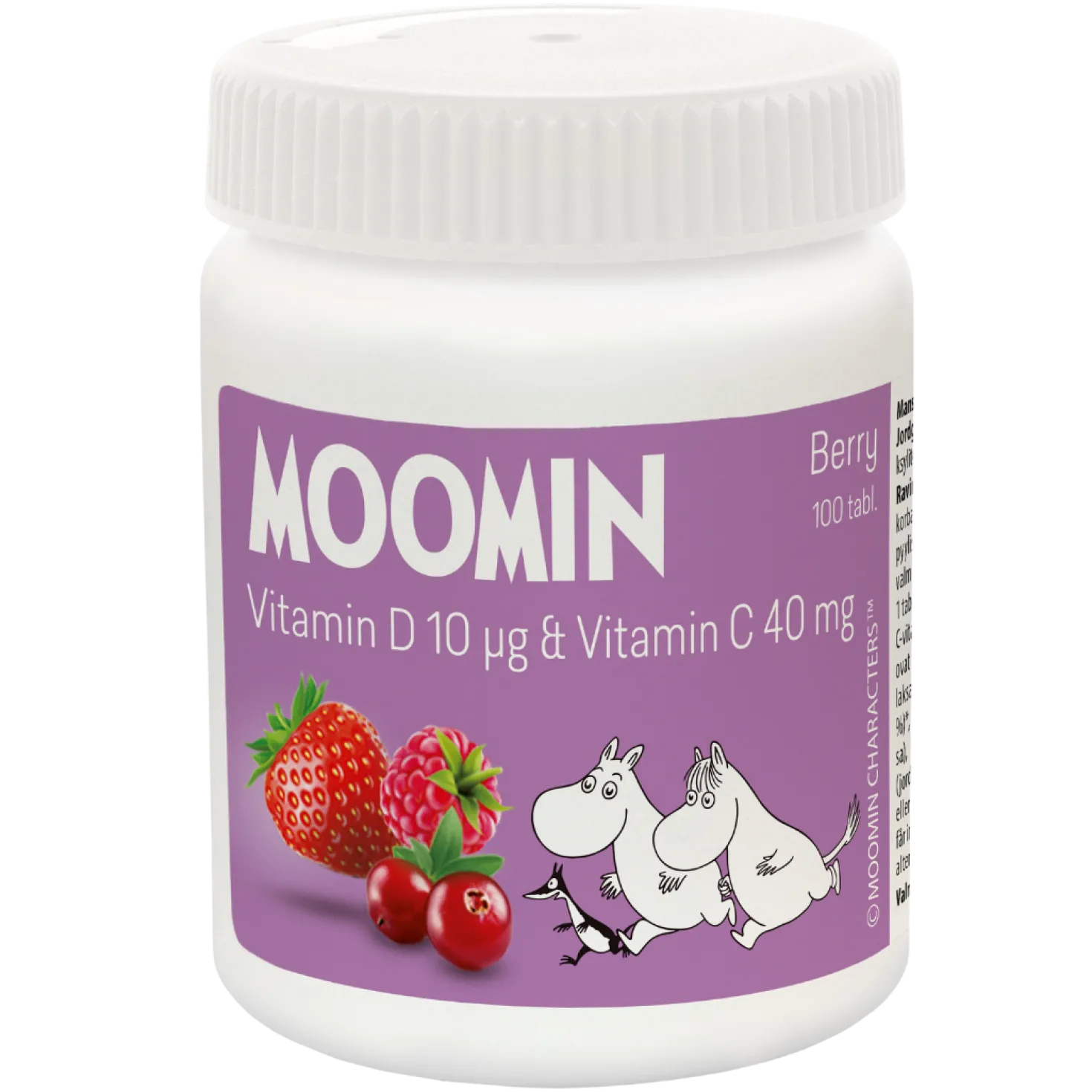 Moomin Vitamin D 10 µg & Vitamin C 40 mg Berry - D & C-Vitamiini Purutabletti 100 tabl. - poistuu