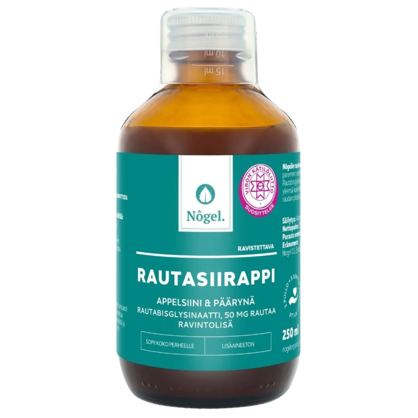 Nogel Rautasiirappi 50 mg - Appelsiini ja Päärynä 250 ml