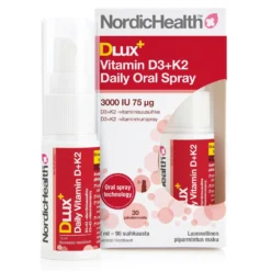 Nordic Health Dlux+ Daily Oral Spray - D3 + K2 - Vitamiinisuusuihke 12 ml