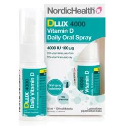 Nordic Health Dlux 4000 Daily Oral Spray - D3-vitamiinisuihke 100 µg 15 ml - HUOM Päiväys 11/2026