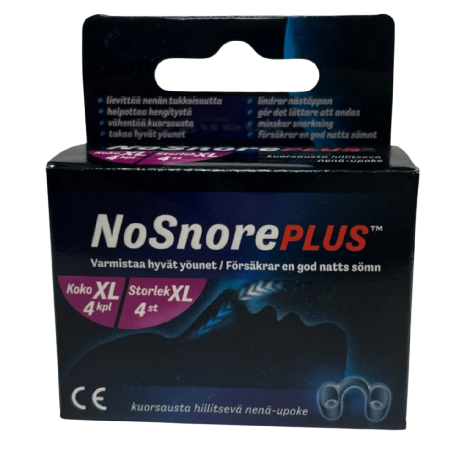 NoSnore PLUS XL - Kuorsausta hillitsevä nenä-upoke Koko XL x 4