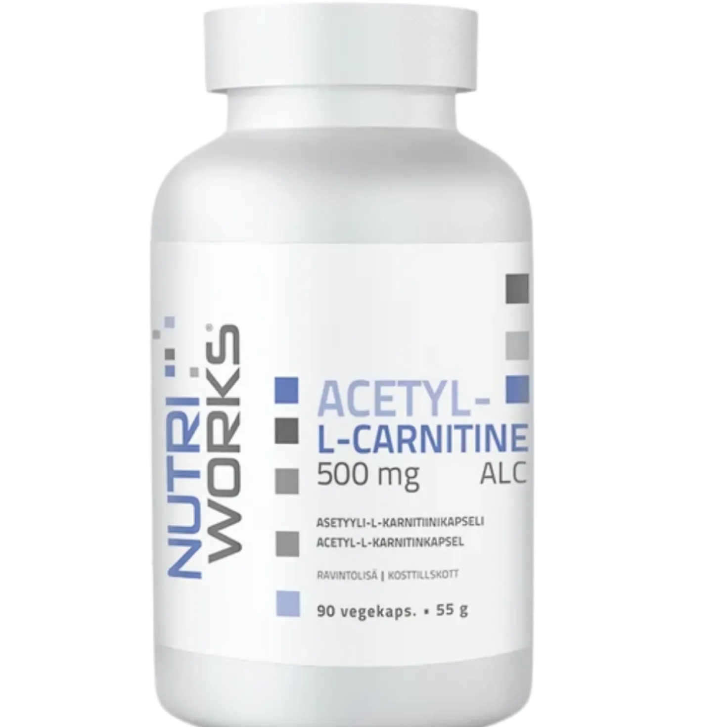 Nutri Works Acetyl - L-Carnitine 500mg - Asetyyli-L-Karnitiini 90 kaps.