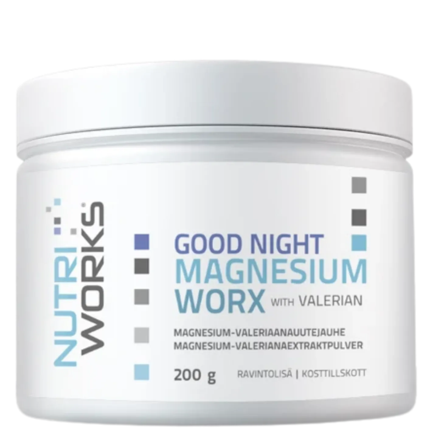 Nutri Works Good Night Magnesium WorX With Valerian - Magnesium-Valeriaanajauhe 200 g