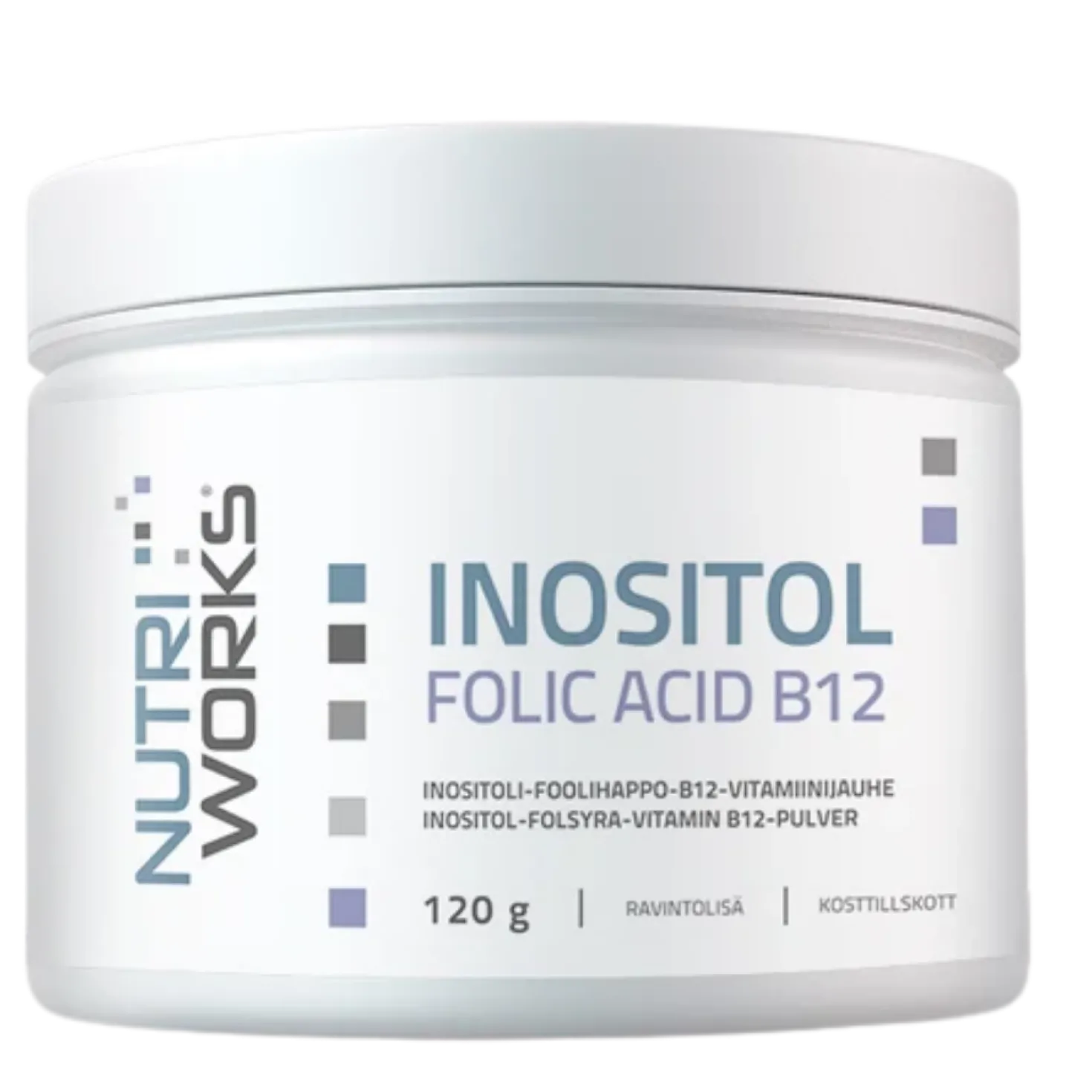Nutri Works Inositol Folic Acid B12 - Inositoli-foolihappo-B12-vitamiinijauhe 120 g