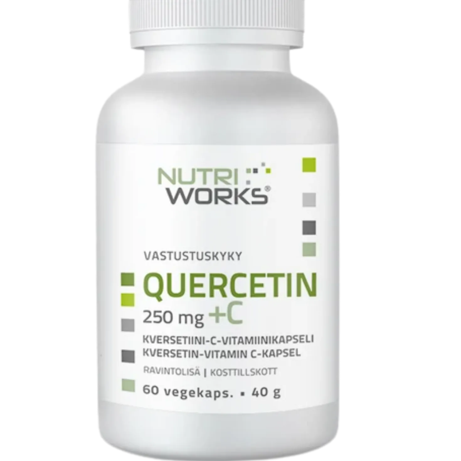 Nutri Works Quercetin 250 mg + C - Kversetiini-C-vitamiinikapseli 60 vegekaps.