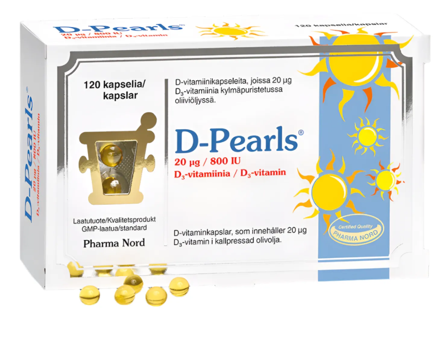 Pharma Nord D-Pearls D-vitamiini 20 µg 120 kaps.