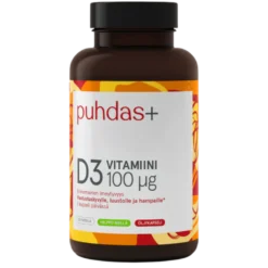 Puhdas+ D3-vitamiini Oliiviöljy 100 µg 120 kaps.