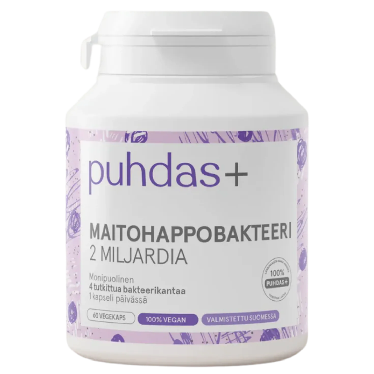 Puhdas+ Maitohappobakteeri 2 miljardia 60 vegekaps.