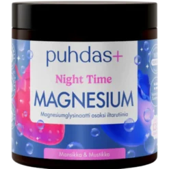 Puhdas+ Night Time Magnesium - Mansikka & Mustikka 80 g