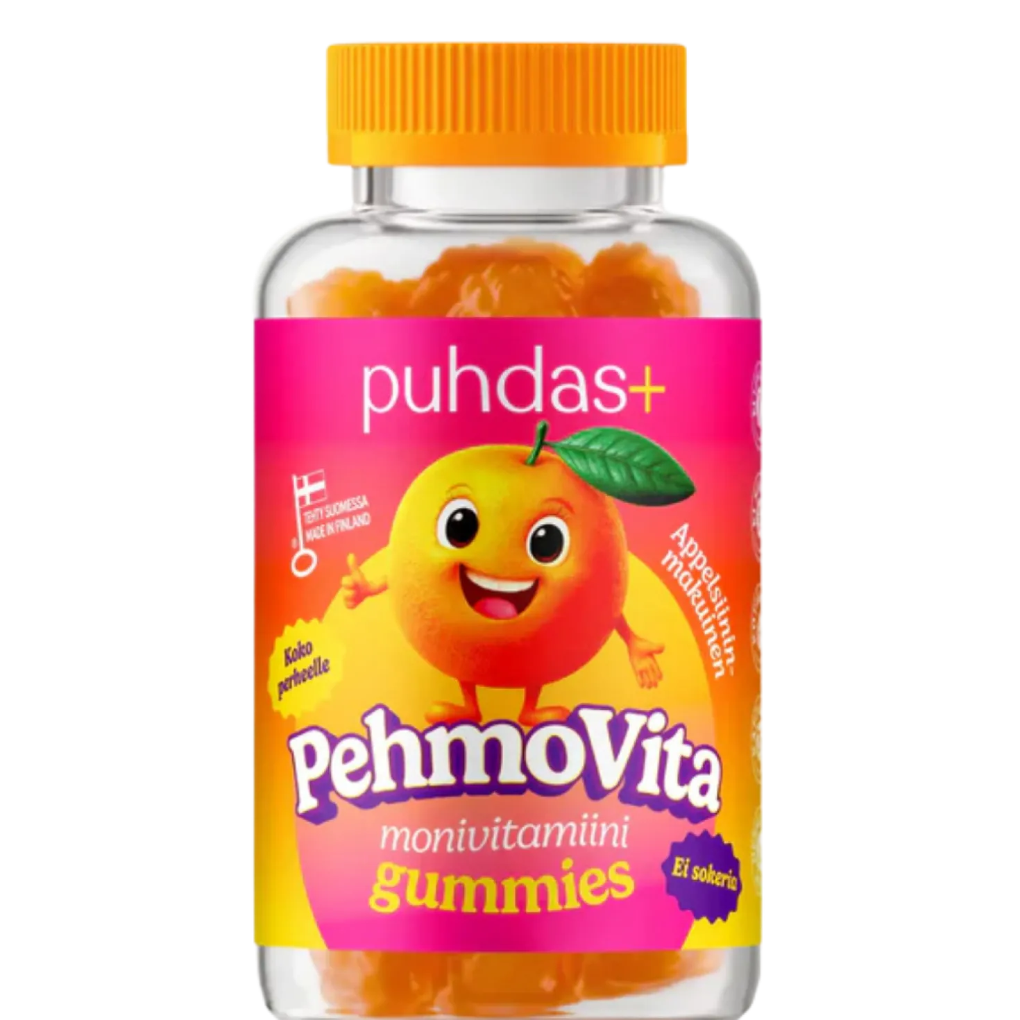 Puhdas+ PehmoVita Monivitamiini Gummies 75 kpl - Appelsiinin makuinen