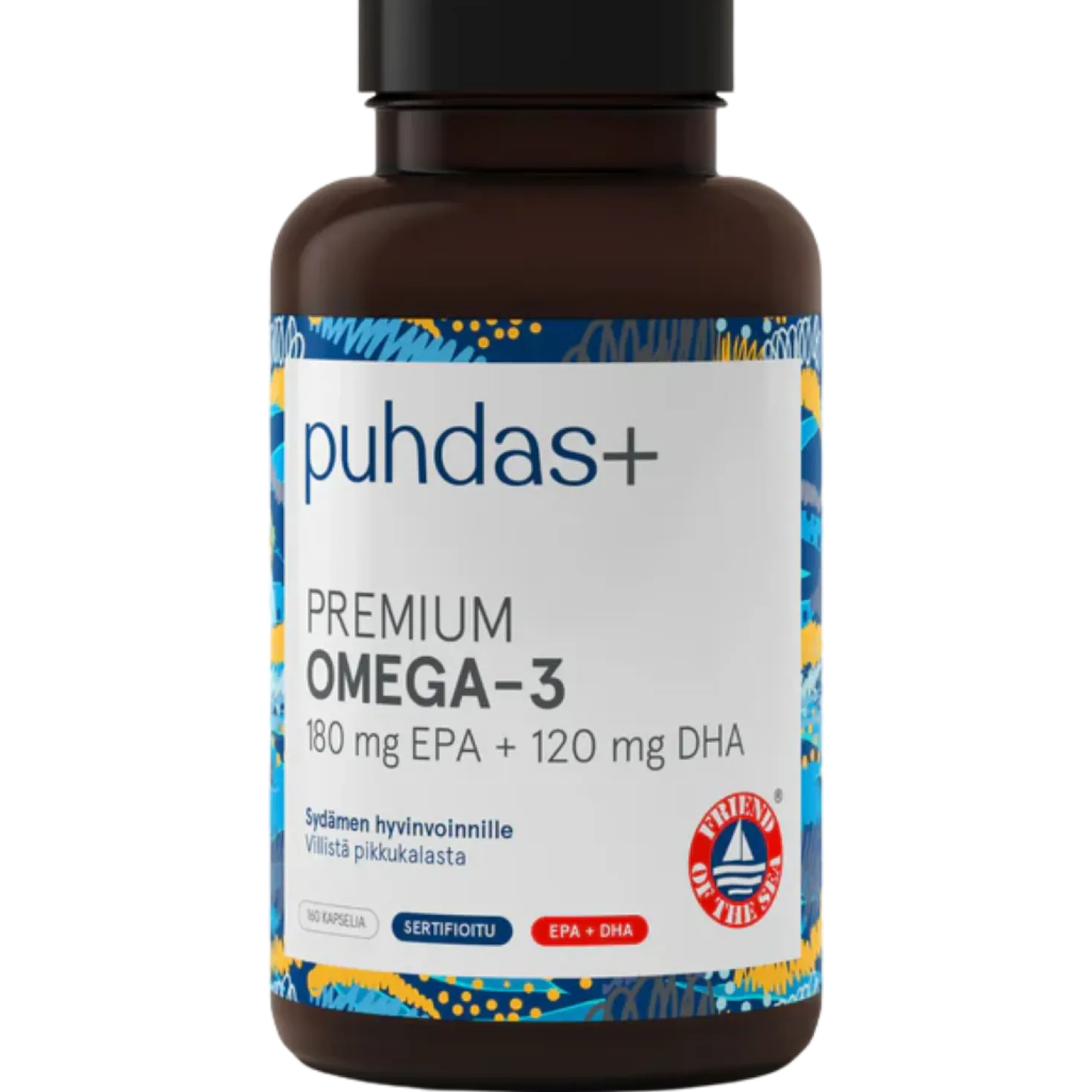 Puhdas+ Premium Omega-3 180 mg EPA + 120 mg DHA 160 kaps.