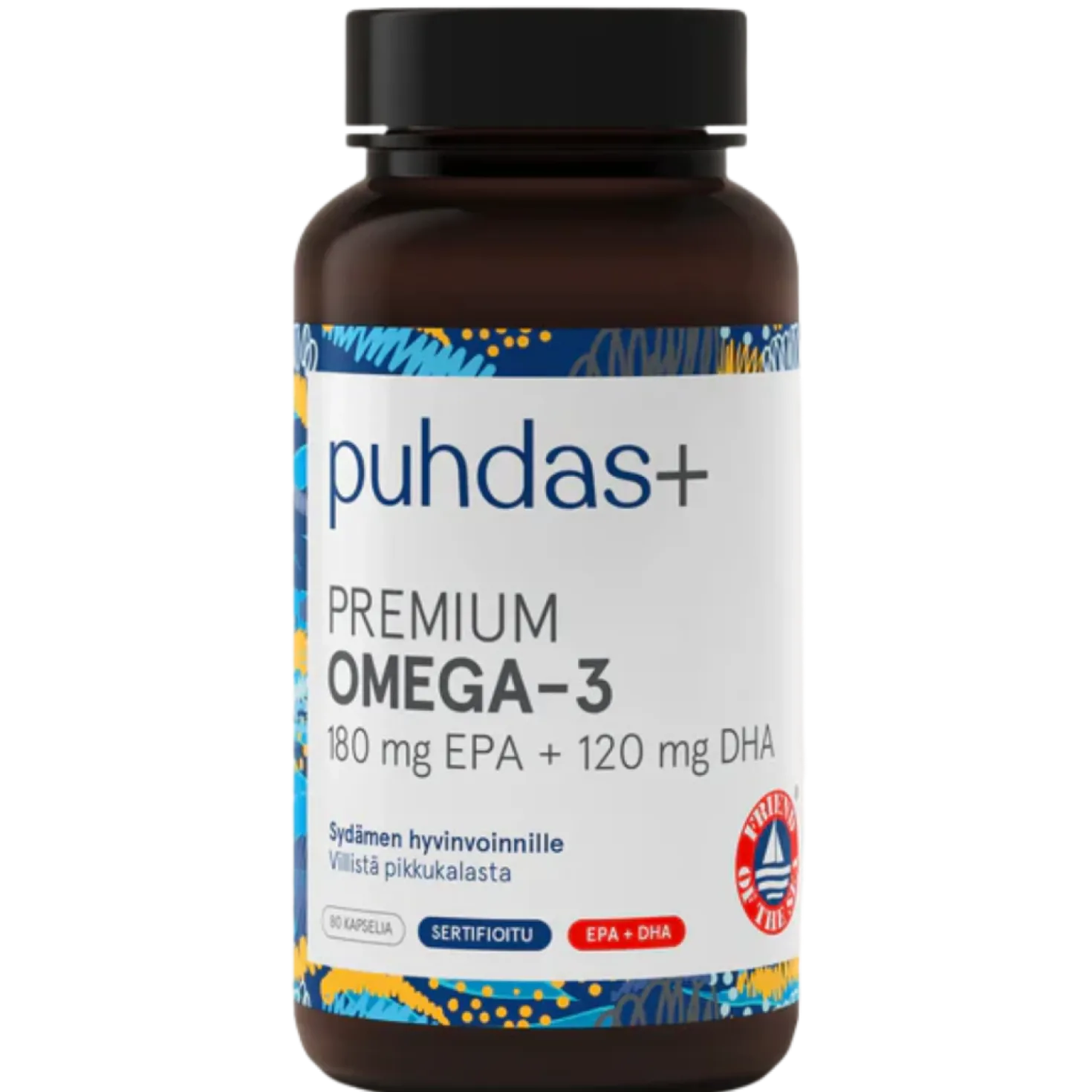 Puhdas+ Premium Omega-3 180 mg EPA + 120 mg DHA 80 kaps.