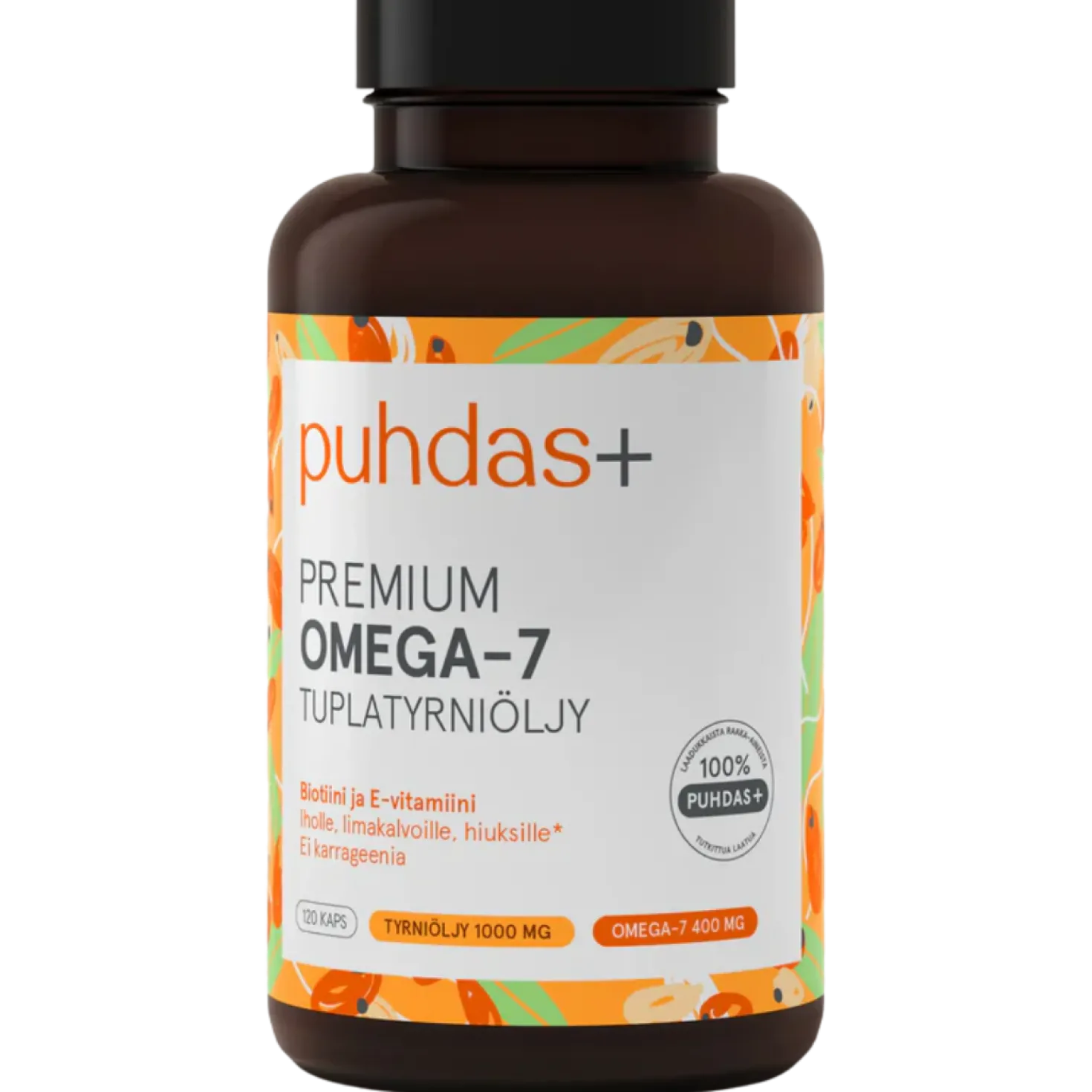 Puhdas+ Premium Omega-7 - Tyrniöljyvalmiste 120 kaps.
