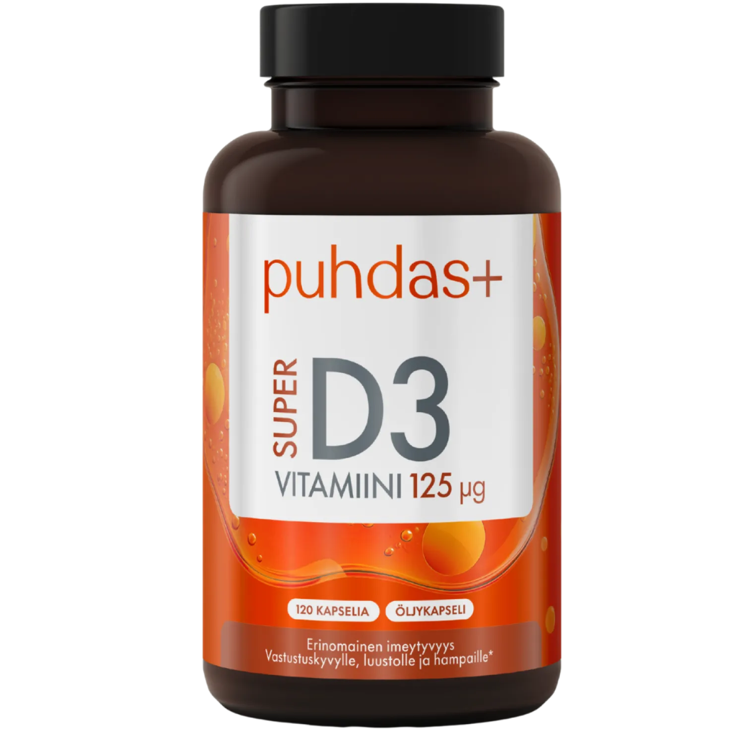 Puhdas+ Super D3-vitamiini 125 µg 120 kaps.