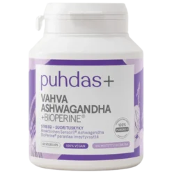 Puhdas+ Vahva Ashwagandha + Bioperine 60 kaps.